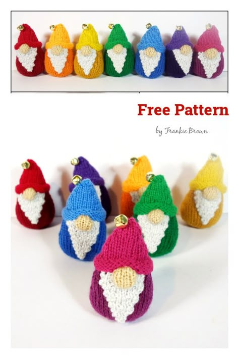 7 Christmas Gnomes Knitting Patterns Knitting Patterns For Christmas, Christmas Toy Knitting Patterns, Christmas Knitting Projects, Crochet Gnomes, Knit Christmas Ornaments, Knitted Christmas Decorations, Knitting Projects Free, Knitted Dolls Free, Animal Knitting