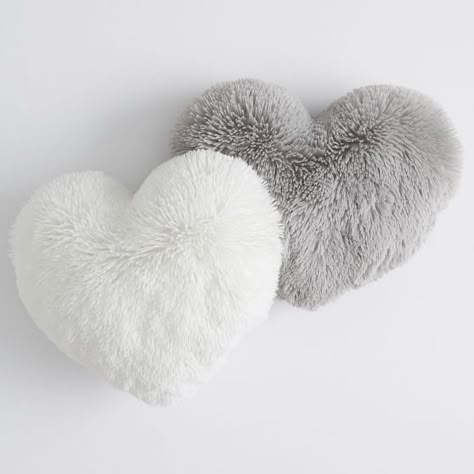 Big Cute Pillows, Fluffy Heart Pillow, Pottery Barn Bedroom Teen, Teen Throw Pillow, Barn Bedrooms, Fluffy Duvet, Pottery Barn Bedding, Faux Fur Pillow, Bantal Sofa