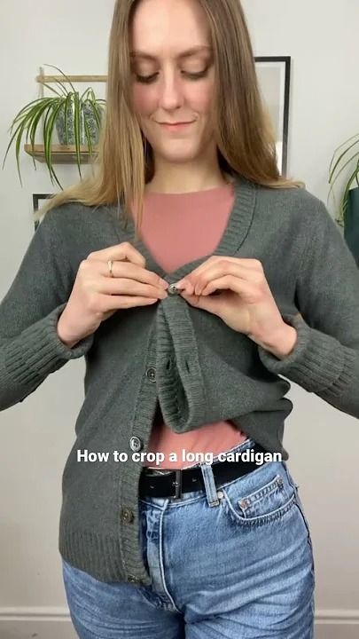 How To Style Knitted Cardigan, How To Tuck A Cardigan Into Jeans, How To Crop Your Cardigan, How To Tie A Cardigan Knot, How To Wear Oversized Cardigan, Button Up Cardigan Hacks, Sweater Hacks Button Up, How To Style Long Cardigan Outfit Ideas, How To Button Cardigan Shorter