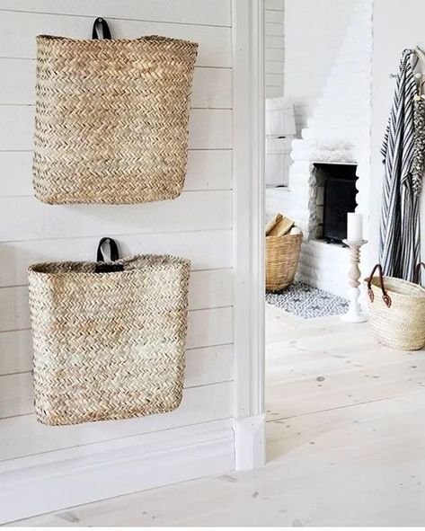 Basket Wall Decor Basket On Wall, Shopping Bag Storage, Basket Wall Decor, Wall Storage, Hanging Storage, Baskets On Wall, My New Room, Hanging Baskets, Storage Baskets