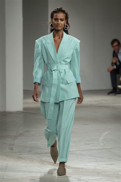 Agnona, Milan FW, SS20, women's fashion, blue suit, tailored suit, pastels, runway Pastel Runway, Neat Dress, Milan Fashion Week Spring 2020, Textures Fashion, Indian Fashion Trends, Fashion Week Spring 2020, Tailored Suit, Woman Suit Fashion, Milan Fashion Weeks