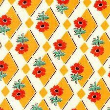 Orange Daisies, Vintage Fabric Patterns, Patterns Drawing, Feedsack Fabric, Scrapbook Background, Retro Images, Yellow Diamonds, Last Saturday, Retro Fabric