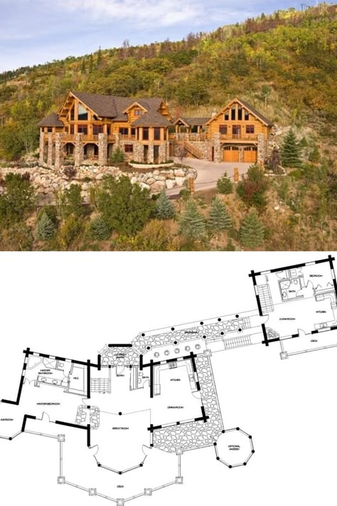 Big House With Floor Plan, Log House Plans 4 Bedroom, Cool House Layouts, Log Cabin Blueprints Home Plans, 8 Bedroom Mansion Floor Plans, House Plans Mountain Home, Luxury Cabin Floor Plans, Log Mansion Floor Plans, 5 Bedroom Log Cabin Floor Plans