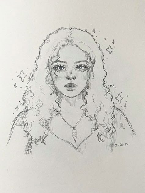 Animation Pencil Drawing, People Pencil Sketches, Drawing Hair Aesthetic, Art Work Sketches, Aesthetic Hair Sketch, Sparkle Drawing Aesthetic, Hair Drawings Curly, Drawings Of Curly Hair, Cute Sparkles Drawing