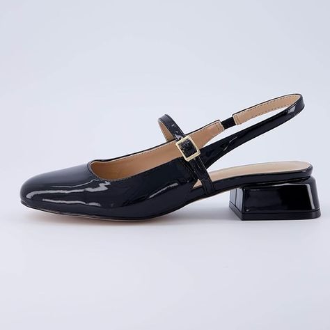 Amazon.com | CUSHIONAIRE Women's Gogo Round Toe Mary Jane Dress Shoe +Memory Foam, Wide Widths Available, Black 8 | Flats Mary Janes With 4-inch Heel And Round Toe, Retro Mary Janes With Round Toe, Medium Width, Leather Mary Janes With 4-inch Heel And Round Toe, Graduation Heels, Vintage Black Leather Mary Janes, Work Pumps, Staple Dress, Black Mary Janes With Rubber Sole, Medium Width, Dressy Shoes