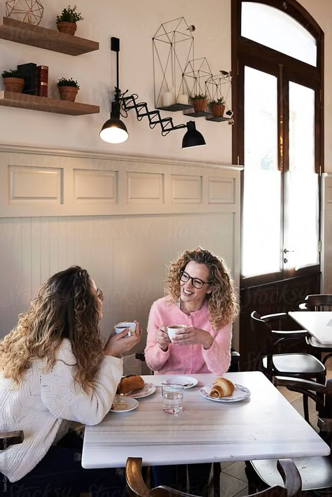 Mother And Daughter Hang Out Breakfast. | Stocksy United Happy Mother And Daughter, Mommy Vision Board, Hotel Room Shoot, Cafe Shoot, Coffee Shoot, Hotel Content, Mom Community, Walking Together, Mum And Daughter