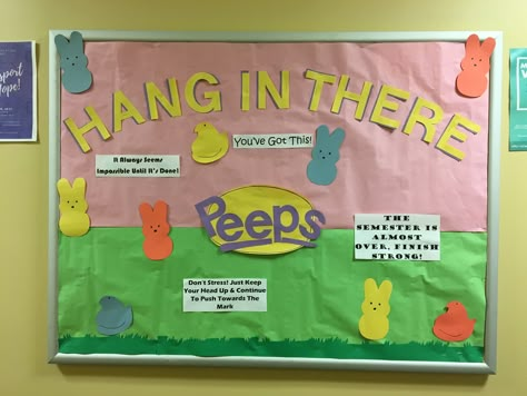 RA Spring Bulletin Board - Motivation April Bulletin Board Ideas, Behavior Bulletin Boards, Residence Life Bulletin Boards, Ra Programs, Res Life Bulletin Boards, Resident Assistant Bulletin Boards, Ra Bulletin Board Ideas, Book Bulletin Board, February Bulletin Boards