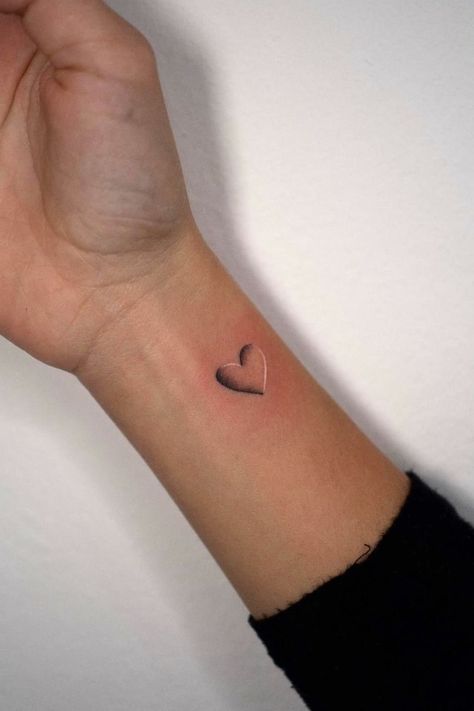 Heart Ideas Tattoo, Small Heart Friendship Tattoo, Small Heart Tattoos For Women On Hip, White Heart Tattoo On Wrist, Heart Within Heart Tattoo, White Simple Tattoo, Simple Small Heart Tattoos, Patch Heart Tattoo, Tattoo Ideas With Hearts