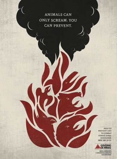 Inspiration from Print Ads | Inspiration #smoke #scream #illustration #fire #poster #animals Posters With Negative Space, Negative Space Poster, Negative Space Illustration, Mood Broad, Advertising Campaign Design, Poster Project, Awareness Poster, Publicidad Creativa, Unique Products Design