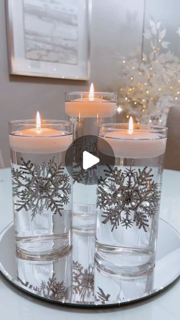 Rocio Ruiz on Instagram: "Christmas in July ❄️" Christmas Floating Candles, Diy Floating Candles, Xmas Centerpieces, Dollar Store Christmas Crafts, Candles Diy, Christmas Candle Decorations, Christmas Centerpieces Diy, Christmas Tabletop, Holiday Candles