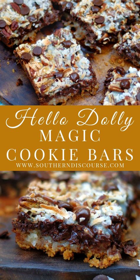 Southern Discourse, Magic Cookie Bar Recipe, Biscuits Graham, Magic Cookie Bars, Dessert Bar Recipe, Cookie Bar, Melting Chocolate Chips, Bar Recipe, Cookie Bar Recipes