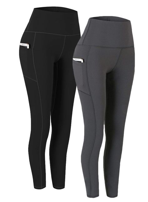 2 Pack High Waist Yoga Pants, Pocket Yoga Pants Tummy Control Workout Running 4 Way Stretch Yoga Leggings Workout Pants Women, Lycra Leggings, Stretch Yoga, Unique Workouts, Pants Pocket, Yoga Pants With Pockets, High Waist Yoga Pants, Fleece Leggings, Yoga Exercise