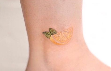 Lemon Tattoo, Neo Grunge, Fruit Tattoo, Food Tattoos, Small Shoulder Tattoos, Small Tats, Tattoo Color, Tokyo Street Fashion, Tattoo Fails