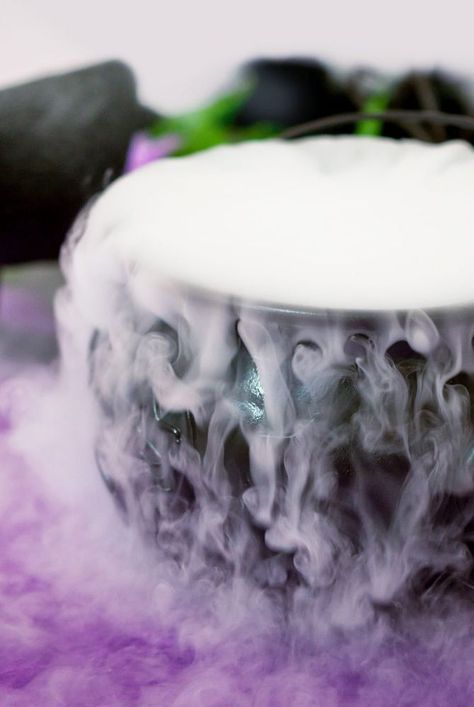 Cauldron With Dry Ice, Dry Ice Cauldron Punch, Using Dry Ice For Halloween, Halloween Dry Ice Drinks, Halloween Punch Dry Ice, How To Use Dry Ice For Halloween, Halloween Punch With Dry Ice, Dry Ice Punch Bowl, Dry Ice Halloween Decoration