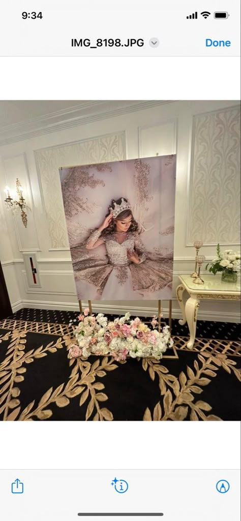 Quinceanera Entrance Photo, Quince Photo Album Ideas, Photo Wall Quinceañera, Save The Date Quinceanera Ideas Pictures, Quince Save The Date Photo Ideas, Quince Bedroom Photoshoot, Quince Entrance Table Ideas, Quiencera Photoshoot Ideas, Quince Decorations Ideas Backdrops