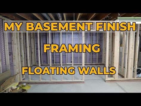 (11) Finishing My Basement - Framing Floating Walls - YouTube Building Walls In Basement, Frame A Basement Wall, How To Frame A Basement Wall, Basement Framing Ideas, Frame Basement Walls, Faux Rock Wall Interior, Basement Walls Ideas, Basement Wall Ideas Without Drywall, Sealing Basement Walls