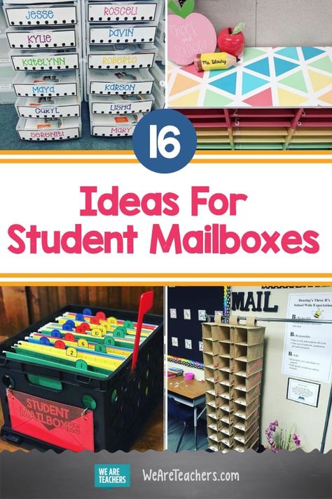 16 Ideas For Student Mailboxes That Fit Any Budget and Classroom Classroom Diy Projects, Classroom Shared Supplies, Diy Projects For Classroom, Graded Papers Organization, Mailbox For Classroom Diy, Student Paper Organization Ideas, Art Classroom Student Work Storage, Diy Mailboxes For Classroom, Paper Organizer Classroom