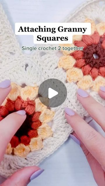 Sofia Bailey on Instagram: "How to attaching Granny Squares by Single crocheting them together!" How To Seam Granny Squares, How To Join Crochet Granny Squares Together, How To Attach Crochet Squares, How To Put Together Granny Squares, Granny Square Attaching, How To See Granny Squares Together, Combining Granny Squares, Granny Square Assembly, How To Attach Granny Squares