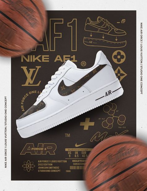 Fully Editable PSD Template Photoshop - Nike Air Force 1 Louis Vuitton Poster Design by Johnson SMITHERZ. x 1 Photoshop ( .PSD file ) Size : 3508×4541 – 300 DPI Change Color and Text EASILY Louis Vuitton Poster, Air Force 1 Louis Vuitton, Poster Nike, Nike Poster, Louis Vuitton Shoes Sneakers, Shoe Poster, Air Force Shoes, Nike Air Force One, Ad Poster