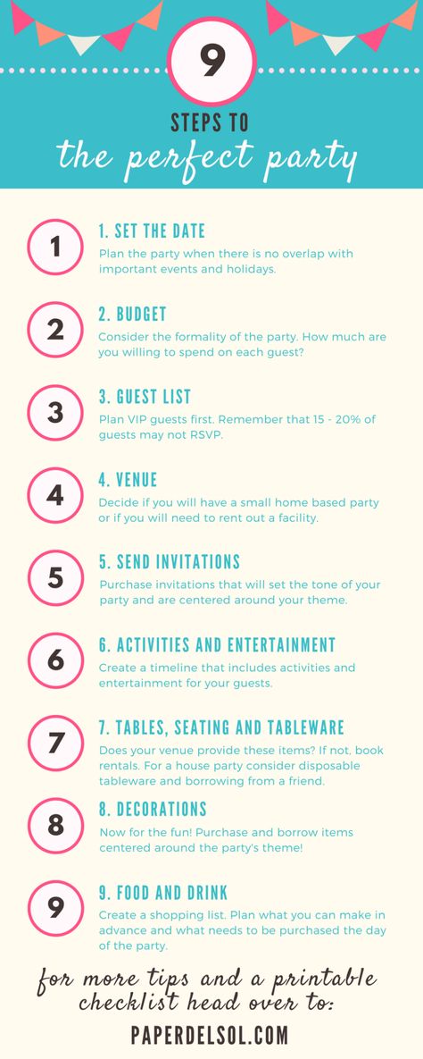 9 Steps to Planning the Perfect Party and Party Planning Checklist Planning Aesthetic, Birthday Party Checklist, Engagement Party Planning, Event Planning Organization, Party Planning Business, Pirate Wedding, Party Planning Checklist, Party Checklist, Event Planning Checklist