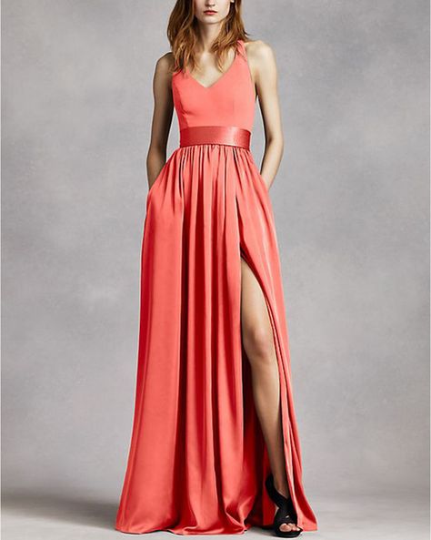 coral maxi dress with halter neck Coral Dress Wedding, Navy And Coral Wedding, Coral Wedding Colors, Coral Pantone, Foral Dress, Coral Bridesmaid, Navy And Coral, Coral Bridesmaid Dresses, Coral Maxi Dresses