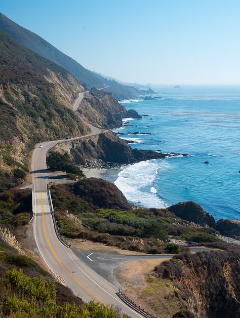 The Pacific Coast Highway winding along the California coast south of Big Sur Pacific Coast Highway Road Trip, Pacific Coast Highway, Places In The World, California Coast, Bora Bora, Beautiful Places In The World, Road Trip Usa, Pacific Coast, California Travel