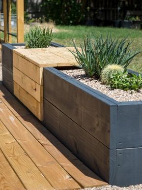 Planting Bench, Modern Planting, Moderne Have, Planter Bench, Modern Planter, Outdoor Patio Space, Property Investment, Modern Planters, Pergola Patio