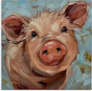 Stupell Industries Modern Pig Portrait Farm Animal Canvas Wall Art, Design by Andrea Lavery Andrea Lavery, Pig Portrait, Farm Painting, Farm Animal Painting, Farm Animals Decor, Pig Stuff, Pig Painting, Pet Projects, Afrique Art