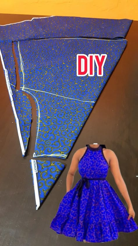 Dress With Gathers, Dress With Halter Neck, Dress Patterns Diy, Dress Sewing Tutorials, Sewing Easy Diy, Sew Simple, Afrikaanse Mode, Sewing Tutorials Clothes, Fashion Design Patterns