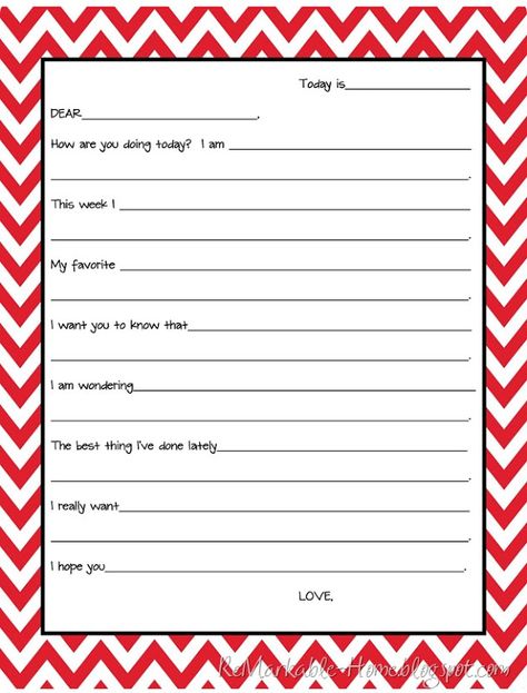 FREE Printable Kids Form Letter from ReMarkable-Home.blogspot.com  form letter with prompts to help kids write letters to loved ones Letter Writing For Kids, Letter Template For Kids, Form Letter, Donation Letter, Writing For Kids, Pen Pal Ideas, Letter Writing Template, 2nd Grade Writing, Handwritten Letter