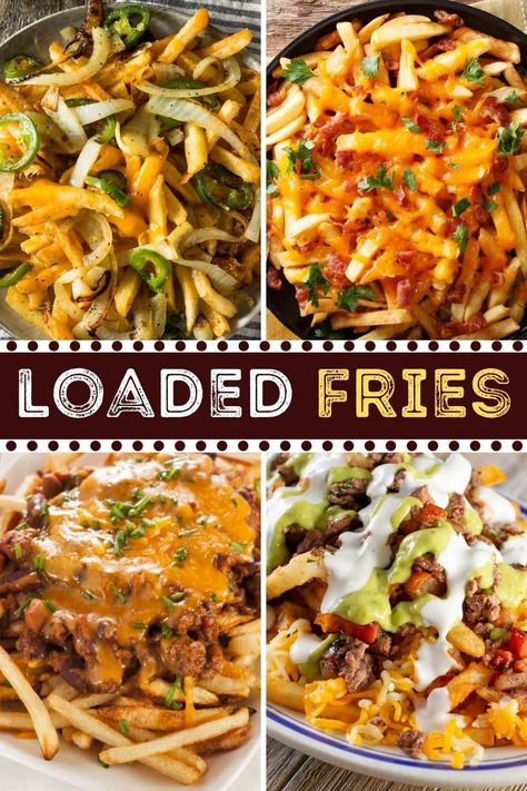 Pizza Loaded Fries, Cheddar Cheese Fries, French Fries Bowl, Loaded Burger Fries, Cheesy French Fries Recipe, Burger And Fries Recipes, Airfryer Loaded Fries, Halloween French Fries Ideas, Fries Ideas Loaded