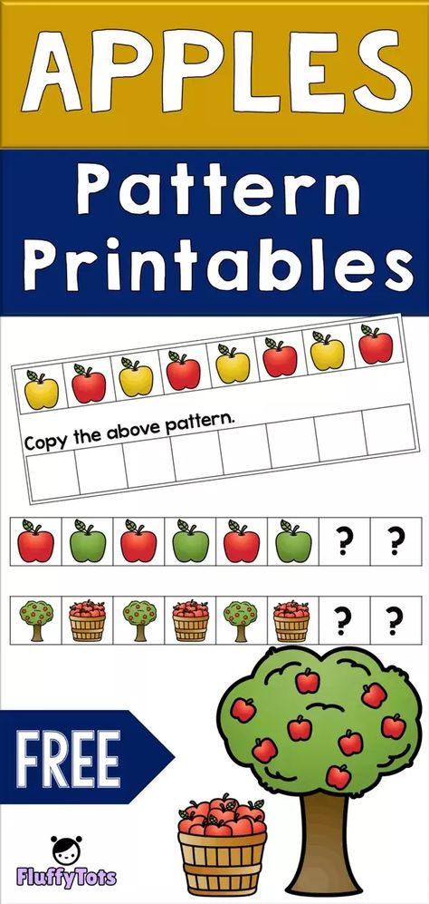 apple worksheets for preschool Fall Pattern Activities Kindergarten, Free Pattern Activities For Preschool, Apple Tasting Chart Preschool, Ab Patterns Preschool Free Printable, Apple Patterns Printable, Pattern Printables For Preschool, Fall Patterning Kindergarten, Pattern Activities Preschool Free Printables, Apple Patterns Preschool