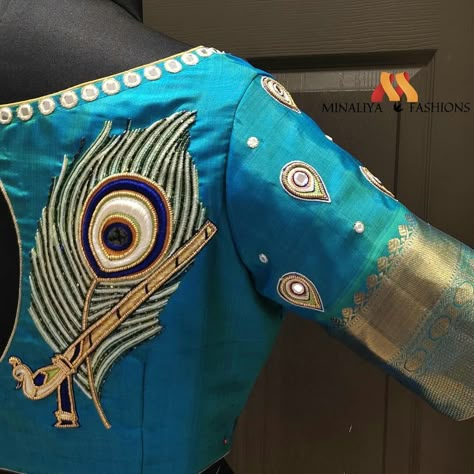 Design For Back Neck, Latest Fashion Blouse Designs, Mirror Blouse Design, Peacock Blouse Designs, Blouse Designs For Back, Peacock Embroidery Designs, Aari Design, Aari Designs, Aari Blouse