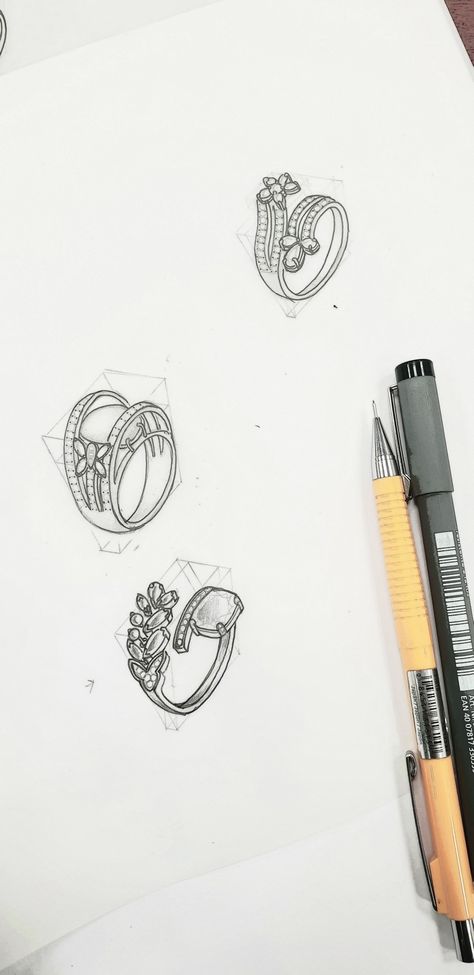 Ring Sketch Design Drawings, Sketch Jewelry Design, Accessories Illustration Jewellery, 3d Ring Sketch, Jewelry Design Sketch Drawings, Ring Designs Drawing, Manual Jewellery Design Sketch, Jewellery Design Sketch, Ring Sketch Drawing