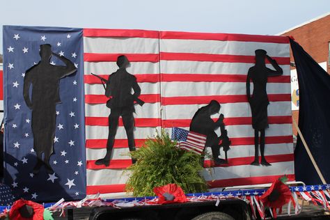 Veterans Day Parade Float Dance Float For Parade, Usa Parade Float Ideas, Fourth Of July Float Ideas, Veterans Parade Float Ideas, Veterans Day Parade Ideas, Memorial Day Parade Float Ideas, Memorial Day Float Ideas, Patriotic Floats Parade, Veterans Day Float Ideas