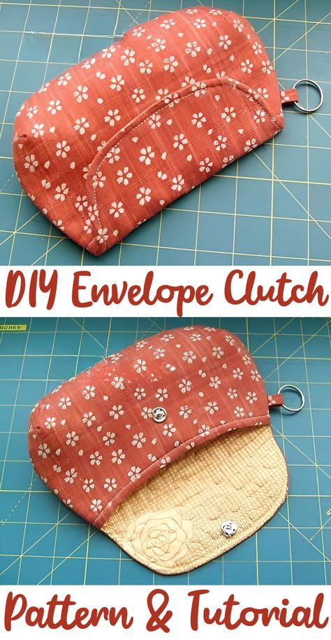 Fabric Envelope Pouch, Free Clutch Sewing Pattern, Envelope Purse Pattern, Make A Purse Free Pattern, Small Purse Sewing Pattern Free, Small Clutch Purse Pattern, Diy Fabric Envelope, Envelope Pouch Pattern, Easy Purses To Sew Simple Free Pattern