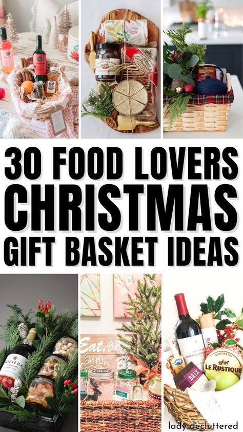 30 Food Lovers Christmas Gift Basket Ideas Christmas Charcuterie Gift Basket, Gift Baskets For Christmas Family, Holiday Food Basket Ideas, Sushi Gift Basket, Gift Basket Food, Christmas Food Basket Ideas, Condiment Gift Basket, Diy Food Baskets Gift, Food Gift Basket Ideas For Christmas