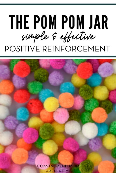 Pom Pom Classroom Management, Marble Jar Reward System, Reward Jar Ideas, Pom Pom Jar, Positive Reinforcement Kids, Reward Ideas For Kids, Consequence Jar, Preschool Behavior Management, Compliment Jar