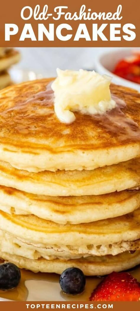 Old-Fashioned Pancakes - Top Recipes Old Fashioned Pancake Recipe, Fluffy Pancakes Recipe, Classic Pancake Recipe, Fluffiest Pancakes, Pancakes For One, Light And Fluffy Pancakes, Fluffy Pancake Recipe, Homemade Pancake Recipe, Best Pancake Recipe