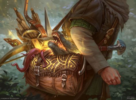 ArtStation - MtG - Bag of Holding, Dmitry Burmak Rpg Items, Bag Of Holding, Magic Bag, Mtg Art, Fantasy Items, Dnd Items, Magical Items, Fantasy Props, Magic Items