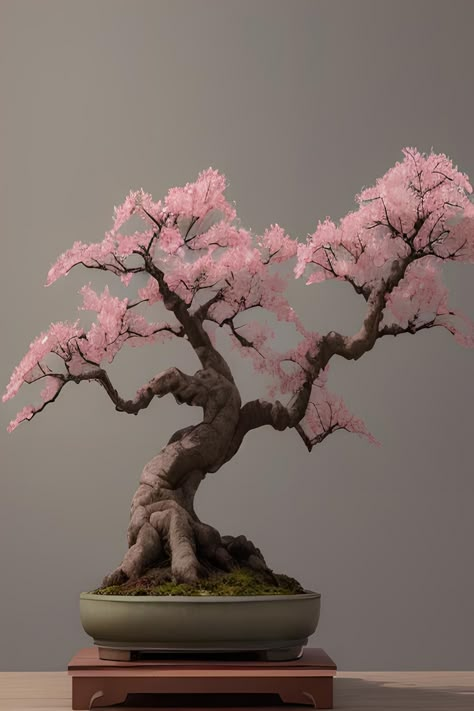 Bonsai Tree With Flowers, Sakura Bonsai Tree, Sakura Tree Sketch, Sakura Tree Drawing, Banzai Tree, Pink Bonsai Tree, Bonsai Cherry Blossom, Sakura Plant, Bonsai Tree Aesthetic