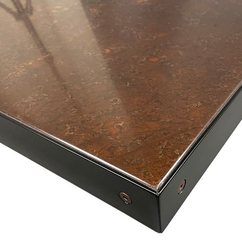 Custom Table Top, Metal Edging, Cafe Table, Book Bar, Condo Ideas, Table Designs, Table Metal, Top Ideas, Cafe Tables