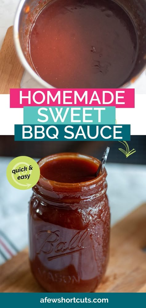 Bbq Sauce Homemade Easy, Gluten Free Bbq, Homemade Bbq Sauce Recipe, Sweet Bbq Sauce, Homemade Bbq Sauce, Tangy Bbq Sauce, Barbecue Sauce Recipes, Homemade Barbecue Sauce, Homemade Condiments