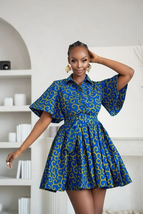 African Mini Dress, African Summer Dress, Short African Dresses For Women, African Dress Styles For Women, Africa Print Dress, Elegant African Dresses, African Print Styles, African Shirt Dress, Wax Dress