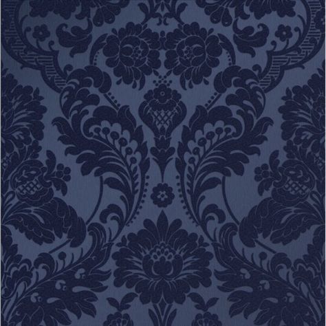 Damask contrasts an opulent design with a cool light color palette. The shimmer backdrop gives it a sleek look. This wallpaper roll is both beautifully metallic and boasting a rich pattern, pulling together a sophisticated overall effect. Blue Gothic Wallpaper, Dark Blue Aesthetic Background, Blue Wallpaper Wall, Macbook Wallpaper Quotes, Haunted Wallpaper, Blue Damask Wallpaper, Black And Silver Wallpaper, Shimmer Backdrop, Flock Wallpaper