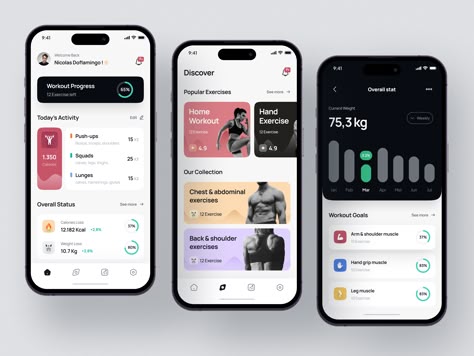 Fitness Apps Design, Gym App, Dashboard App, High Protein Foods, Ui Design Dashboard, Ux App Design, Design Thinking Process, App Interface Design, Mobile Ui Design