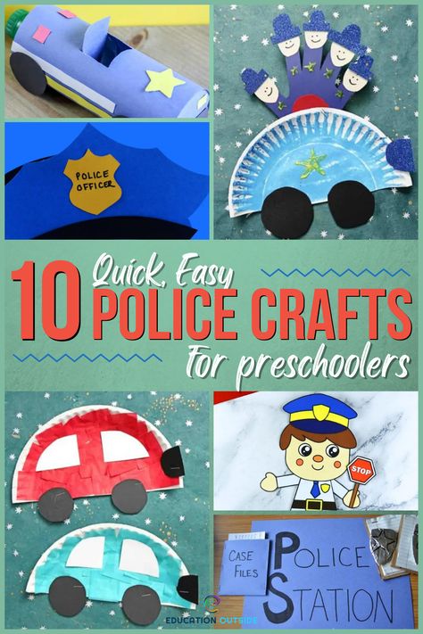 Policeman Preschool Activities, Police Projects For Preschool, Craft For Community Helpers, Community Helpers Art Projects Preschool, Community Helpers Preschool Art Crafts, People Who Help Us Creative Activities, Police Officer Preschool, Police Officer Theme Preschool, Police Themed Activities Preschool