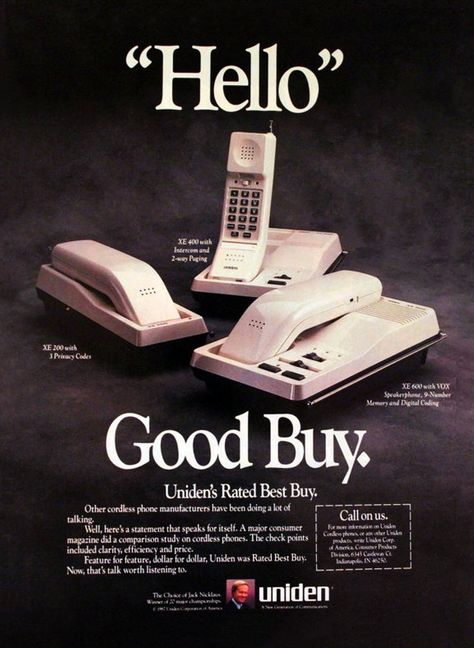 These vintage cordless phones from the '80s completely changed how we talked to each other - Click Americana Vintage Landline Phone, Product Marketing Ideas, Vintage Phone Aesthetic, People Using Phone, 90s Telephone, 90s Advertising, Tech Graphic Design, 60s Ads, Pamphlet Ideas