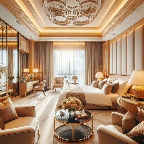 Hotel Suite Luxury Bedroom, 7star Hotel Rooms, Hotel Lighting Design Room, Suite Rooms Hotel, Hotel Sweet Room Luxury, Most Beautiful Hotel Rooms, Luxury Hotel Interior Design, Five Star Hotel Room Interior Design, Suite Hotel Room Luxury