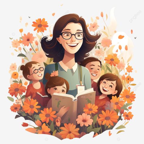 teacher student flower education illustration teacher student teachers day png How To Draw Teacher, Education Related Drawings, Teacher Art Illustration, Teachers Day Sketch, Teacher Illustration Cute, Teacher Art Drawing, Teachers Day Painting, Teacher And Student Illustration, Teacher And Student Drawing